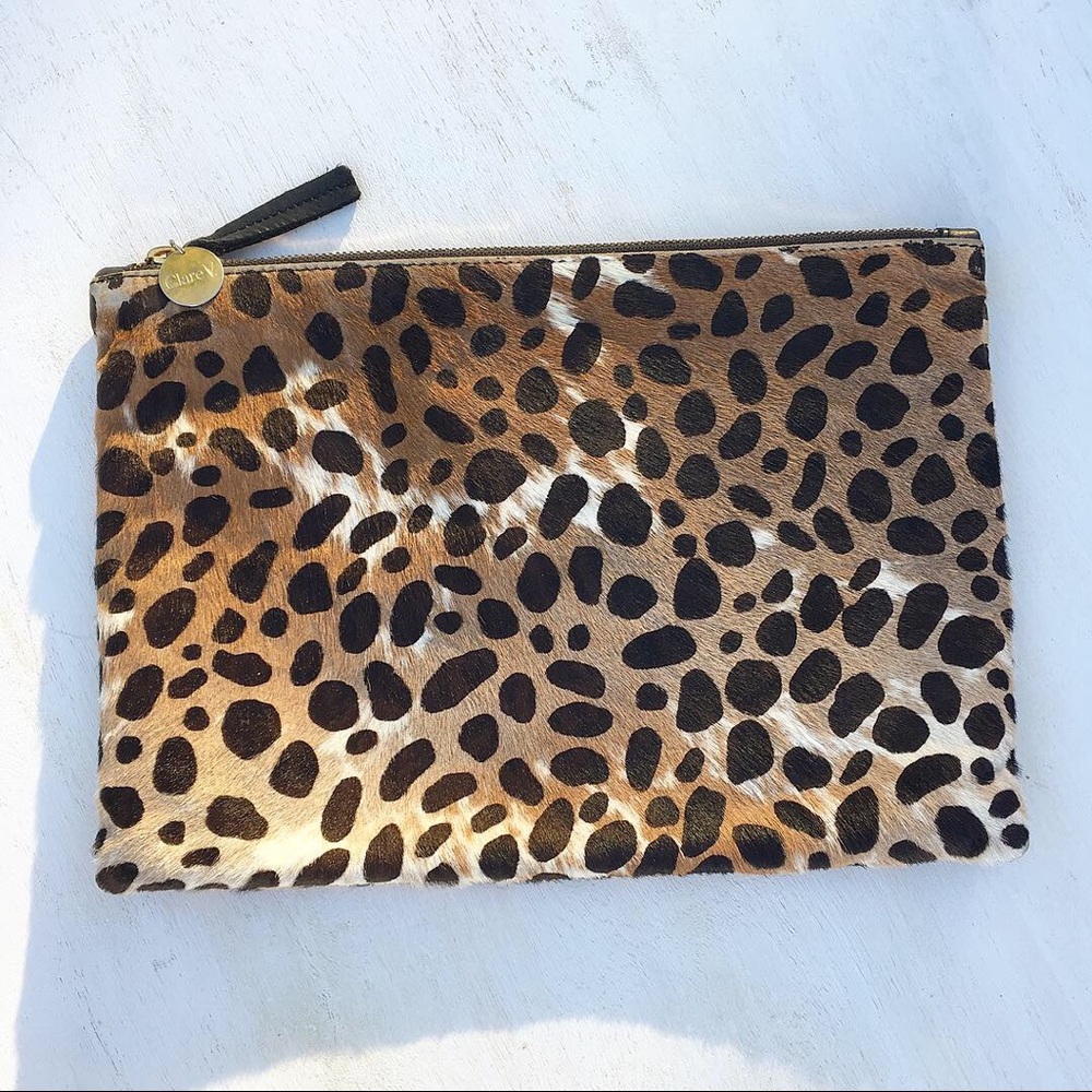 Clare V Leopard Print Clutch